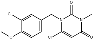 6-CHLORO-1-[(3-CHLORO-4-METHOXYPHENYL)METHYL]-3-METHYL-2,4(1H,3H)-PYRIMIDINEDIONE 구조식 이미지