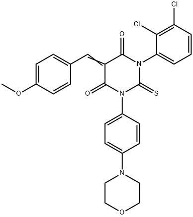1-(2,3-Dichlorophenyl)-3-(4-(morpholino)phenyl)-5-(p-methoxybenzyliden e)thiobarbituric acid Structure