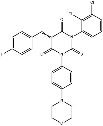 1-(2,3-Dichlorophenyl)-5-(p-fluorobenzylidene)-3-(4-(morpholino)phenyl )thiobarbituric acid Structure
