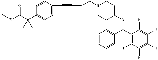 4-[4-[4-(디페닐메톡시-d5)-1-피페리디닐]-1-부틴]-α,α-디메틸-벤젠아세트산메틸에스테르 구조식 이미지