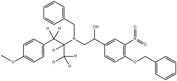RAC-N-BENZYL-N-[2-HYDROXYL-2-(4-BENZYLOXY-3-NITROPHENYL)-ETHYL]-3-(4-METHOXYPHENYL)-2-PROPYLAMINE-D6 구조식 이미지