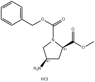 (2R,4R)-1-CBZ-4-a미노피롤리딘-2-카르복실산메틸에스테르-HCl 구조식 이미지