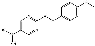 2-(4-Methoxybenzyloxy)pyrimidin-5-ylboronic acid 구조식 이미지