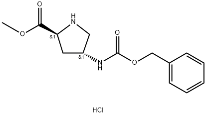 (2S,4R)-4-CBZ-aMino Pyrrolidine-2-carboxylic acid Methylester-HCl Structure