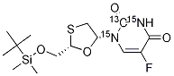 cis-5-Fluoro-1-[2-[[[(1,1-dimethylethyl)dimethylsilyl]oxy]methyl]-1,3-oxathiolan-5-yl]-2,4(1H,3H)-pyrimidinedione-13C,15N2 Structure