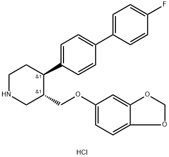(3R,4S)-rel-3-[(1,3-Benzodioxol-5-yloxy)Methyl]-4-(4'-fluoro[1,1'-biphenyl]-4-yl)-piperidine Hydrochloride Structure