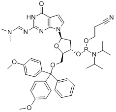 5'-O-(4,4'-DIMETHOXYTRITYL)-N2-DIMETHYLAMINOMETHYLENE-7-DEAZA-2'-DEOXYGUANOSINE, 3'-[(2-CYANOETHYL)-(N,N-DIISOPROPYL)]PHOSPHORAMIDITE Structure