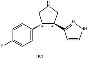3-[(3S,4R)-4-(4-Fluoro-phenyl)-pyrrolidin-3-yl]-1H-pyrazole dihydrochloride 구조식 이미지