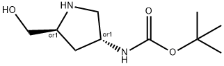 tert-부틸(3R,5S)-5-(히드록시메틸)피롤리딘-3-일카르바메이트 구조식 이미지