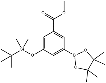 Methyl 3-(tert-butyldimethylsilyloxy)-5-(4,4,5,5-tetramethyl-1,3,2-dioxaborolan-2-yl)benzoate 구조식 이미지