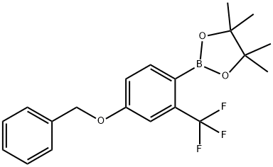 2-(4-(Benzyloxy)-2-(trifluoromethyl)phenyl)-4,4,5,5-tetramethyl-1,3,2-dioxaborolane 구조식 이미지