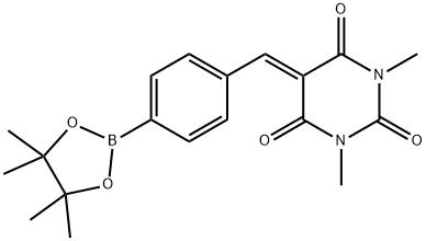 4-(1,3-Dimethyl-2,4,6-trioxohexahydropyrimidin-5-ylidenemethyl)benzeneboronic acid pinacol ester 구조식 이미지