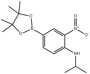 N-Isopropyl-2-nitro-4-(4,4,5,5-tetramethyl-1,3,2-dioxaborolan-2-yl)aniline 구조식 이미지