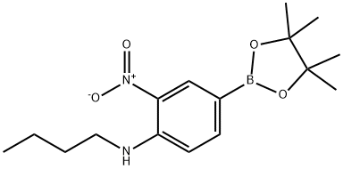 N-Butyl-2-nitro-4-(4,4,5,5-tetramethyl-1,3,2-dioxaborolan-2-yl)aniline 구조식 이미지