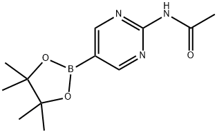 N-(5-(4,4,5,5-Tetramethyl-1,3,2-dioxaborolan-2-yl)pyrimidin-2-yl)acetamide 구조식 이미지