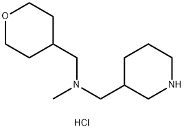 N-Methyl(3-piperidinyl)-N-(tetrahydro-2H-pyran-4-ylmethyl)methanamine dihydrochloride 구조식 이미지