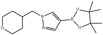 1-[(tetrahydro-2H-pyran-4-yl)methyl]-4-(4,4,5,5-tetramethyl-1,3,2-dioxaborolan-2-yl)-1H-pyrazole 구조식 이미지