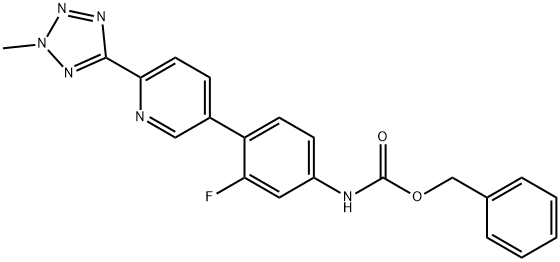 CarbaMic acid, N-[3-fluoro-4-[6-(2-Methyl-2H-tetrazol-5-yl)-3-pyridinyl]phenyl]-, phenylMethyl ester 구조식 이미지