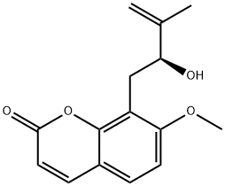 (+)-8-(2-Hydroxy-3-methyl-3-butenyl)-7-methoxy-2H-1-benzopyran-2-one 구조식 이미지