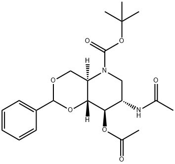 2-ACETAMIDO-3-O-ACETYL-4,6-O-BENZYLIDENE-N-(TERT-BUTOXYCARBONYL)-1,2,5-TRIDEOXY-1,5-IMINO-D-GLUCITOL 구조식 이미지