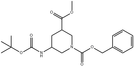 1-Benzyl 3-Methyl 5-(N-BOC-aMino)piperidin-1,3-dicarboxylate Structure