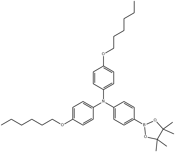 BenzenaMine, N,N-bis[4-(hexyloxy)phenyl]-4-(4,4,5,5-tetraMethyl-1,3,2-dioxaborolan-2-yl)- 구조식 이미지