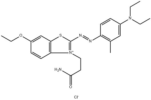 3-(3-amino-3-oxopropyl)-2-[[4-(diethylamino)-m-tolyl]azo]-6-methylbenzothiazolium chloride  Structure
