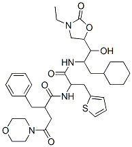 N-(2-((1-(cyclohexylmethyl)-2-(3-ethyl-2-oxo-5-oxazolidinyl)-2-hydroxyethyl)amino)-2-oxo-1-(2-thienylmethyl)ethyl)-gamma-oxo-alpha-(phenylmethyl)-4-morpholinebutanamide Structure