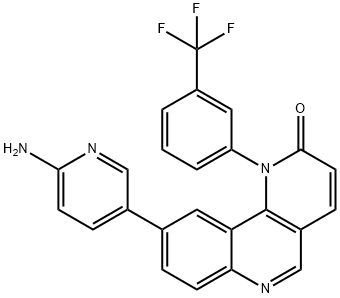 9-(6-Amino-3-pyridinyl)-1-[3-(trifluoromethyl)phenyl]benzo[h]-1,6-naphthyridin-2(1H)-one Structure