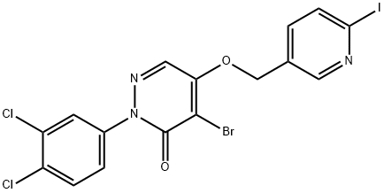 3(2H)-Pyridazinone, 4-bromo-2-(3,4-dichlorophenyl)-5-((6-iodo-3-pyridi nyl)methoxy)- 구조식 이미지