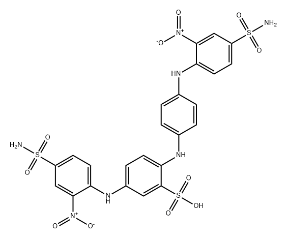 12239-00-8 5-[[4-(aminosulphonyl)-2-nitrophenyl]amino]-2-[[4-[[4-(aminosulphonyl)-2-nitrophenyl]amino]phenyl]amino]benzenesulphonic acid