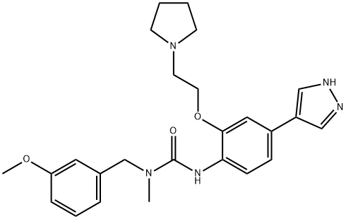 Urea, N-[(3-Methoxyphenyl)Methyl]-N-Methyl-N'-[4-(1H-pyrazol-4-yl)-2-[2-(1-pyrrolidinyl)ethoxy]phenyl]- 구조식 이미지