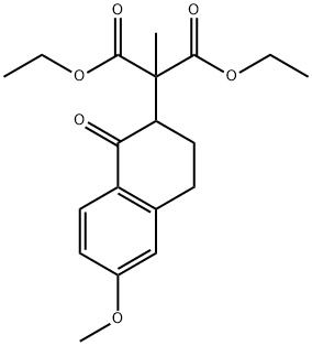 Diethyl 2-(6-methoxy-1-oxo-1,2,3,4-tetrahydro-naphthalen-2-yl)-2-methylmalonate 구조식 이미지