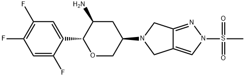 (2R,3S,5R)-5-(2-(Methylsulfonyl)pyrrolo[3,4-c]pyrazol-5(2H,4H,6H)-yl)-2-(2,4,5-trifluorophenyl)tetrahydro-2H-pyran-3-aMine 구조식 이미지