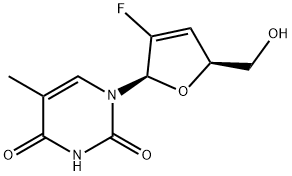 3'-deoxy-2',3'-didehydro-2'fluorothymidine Structure