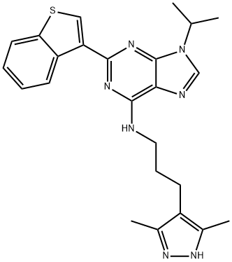 2-(benzo[b]thiophen-3-yl)-N-(3-(3,5-diMethyl-1H-pyrazol-4-yl)propyl)-9-isopropyl-9H-purin-6-aMine Structure