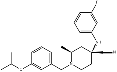 4-((3-Fluorophenyl)aMino)-1-(3-isopropoxybenzyl)-2-Methylpiperidine-4-carbonitrile 구조식 이미지