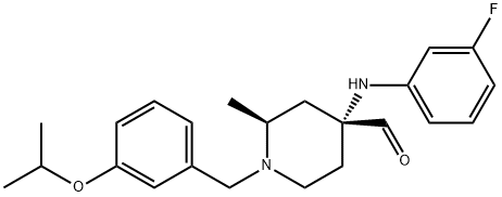 4-((3-Fluorophenyl)aMino)-1-(3-isopropoxybenzyl)-2-Methylpiperidine-4-carbaldehyde 구조식 이미지