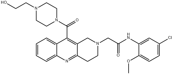 N-(5-chloro-2-Methoxyphenyl)-2-(10-(4-(2-hydroxyethyl)piperazine-1-carbonyl)-3,4-dihydrobenzo[b][1,6]naphthyridin-2(1H)-yl)acetaMide 구조식 이미지