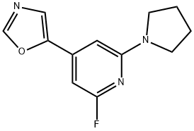 5-(2-Fluoro-6-(pyrrolidin-1-yl)pyridin-4-yl)-oxazole 구조식 이미지