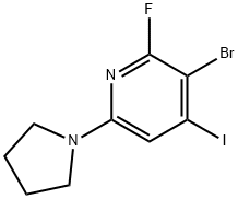 3-Bromo-2-fluoro-4-iodo-6-(pyrrolidin-1-yl)-pyridine Structure