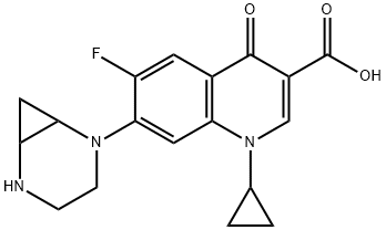 3-Quinolinecarboxylic acid, 1-cyclopropyl-7-(2,5-diazabicyclo[4.1.0]hept-2-yl)-6-fluoro-1,4-dihydro-4-oxo- 구조식 이미지