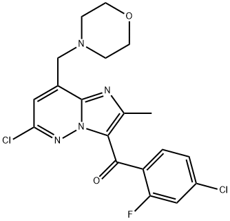 (4-Chloro-2-fluorophenyl)(6-chloro-2-methyl-8-(morpholinomethyl)-imidazo[1,2-b]pyridazin-3-yl)met 구조식 이미지