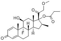 [(8S,10S,11S,13S,14S,16S,17R)-9-fluoro-11-hydroxy-17-(2-methoxyacetyl)-10,13,16-trimethyl-3-oxo-6,7,8,11,12,14,15,16-octahydrocyclopenta[a]phenanthren-17-yl] propanoate Structure