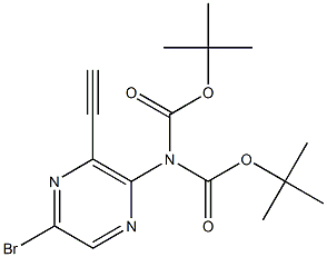 tert-부틸N-(5-브로모-3-에티닐피라진-2-일)-N-[(tert-부톡시)카르보닐]카르바메이트 구조식 이미지