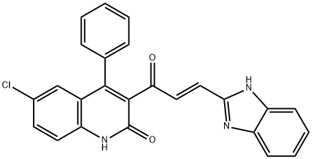 (E)-3-(1H-Benzo[d]imidazol-2-yl)-1-(6-chloro-2-hydroxy-4-phenylquinolin-3-yl)prop-2-en-1-one Structure