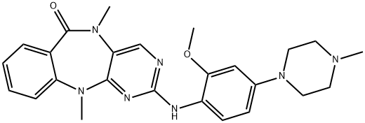 6H-PyriMido[4,5-b][1,4]benzodiazepin-6-one, 5,11-dihydro-2-[[2-Methoxy-4-(4-Methyl-1-piperazinyl)phenyl]aMino]-5,11-diMethyl- 구조식 이미지