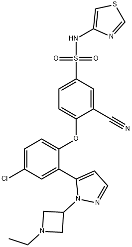 4-(4-chloro-2-(1-(1-ethylazetidin-3-yl)-1H-pyrazol-5-yl)phenoxy)-3-cyano-N-(thiazol-4-yl)benzenesulfonaMide Structure