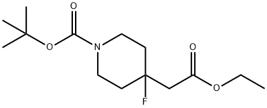 4-Piperidineacetic acid, 1-[(1,1-diMethylethoxy)carbonyl]-4-fluoro-, ethyl ester Structure