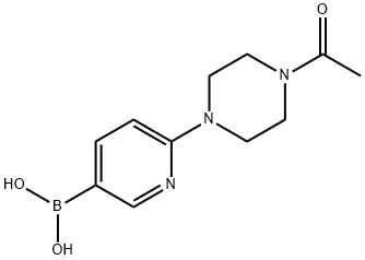 2-(4-아세틸피페라진-1-일)피리딘-5-보론산 구조식 이미지